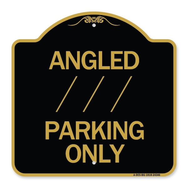 Signmission Angle Parking W/ Bidirectional Arrow 1, Black & Gold Aluminum Sign, 18" x 18", BG-1818-24346 A-DES-BG-1818-24346 - main